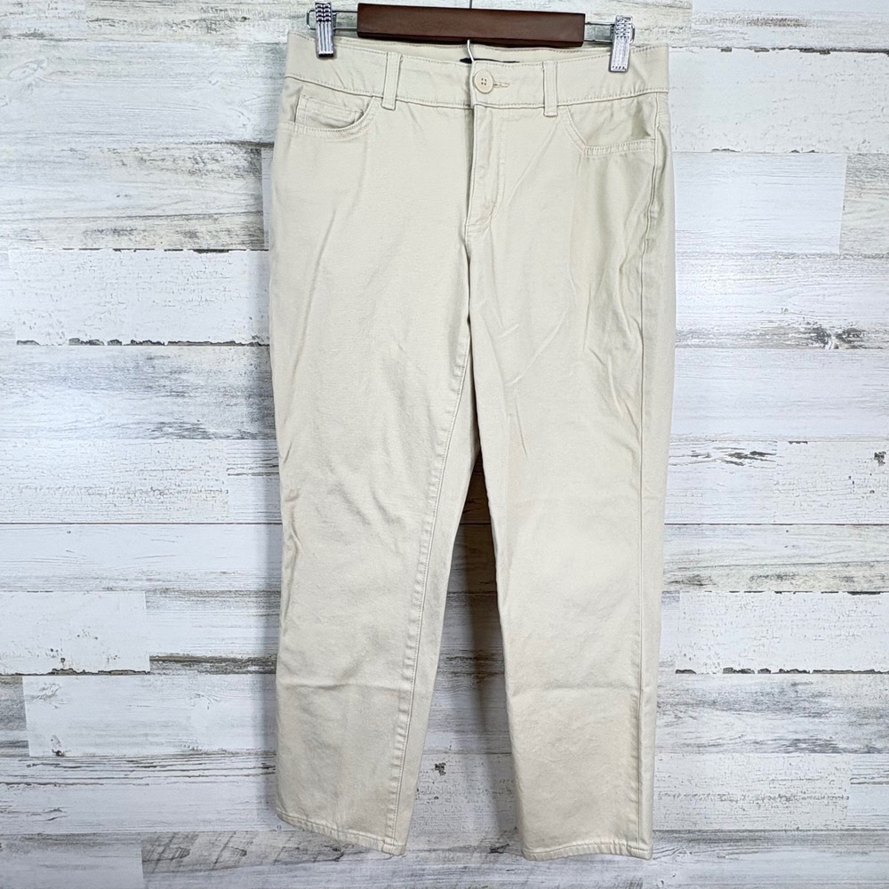 Chaps Petite Tan Straight Leg Stretch‎ Waist Ankle Pants Size 8P Womens